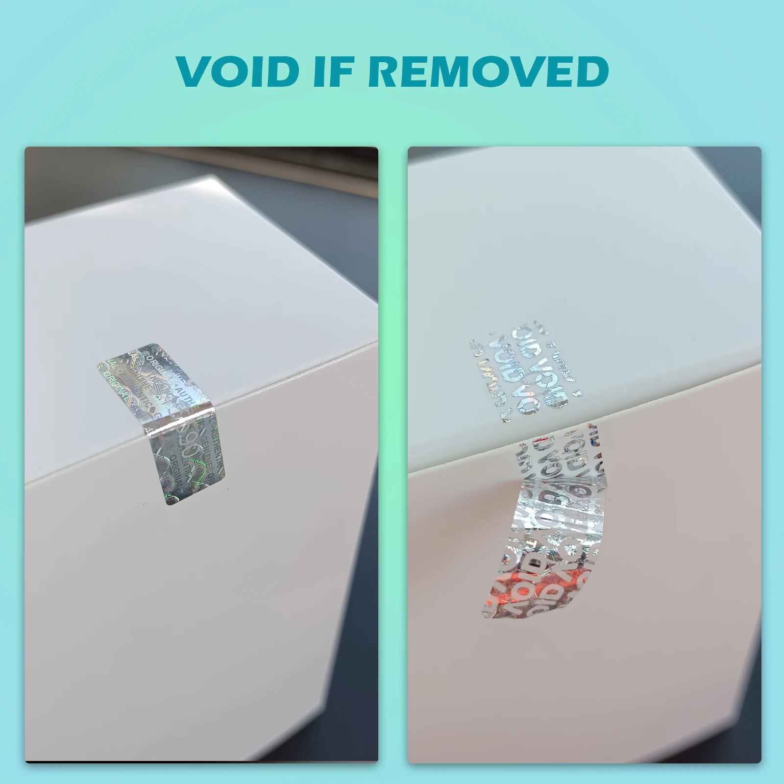 Holograficzna naklejka zabezpieczająca, etykiety zrujnowania gwarancji z unikalnym numerem seryjnym, bezpieczna srebrna zabezpieczenie przed manipulacją, 1x3 cm