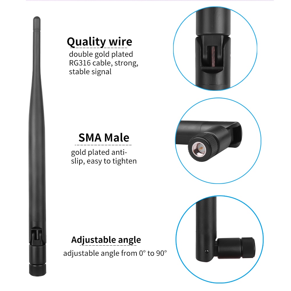 Kebidumei sma mandlig trådløs router 2.4 ghz 5 dbi wifi antenne 802.11b/ g til mini pci u.fl ipx til rp sma mandlig pigtail kabel