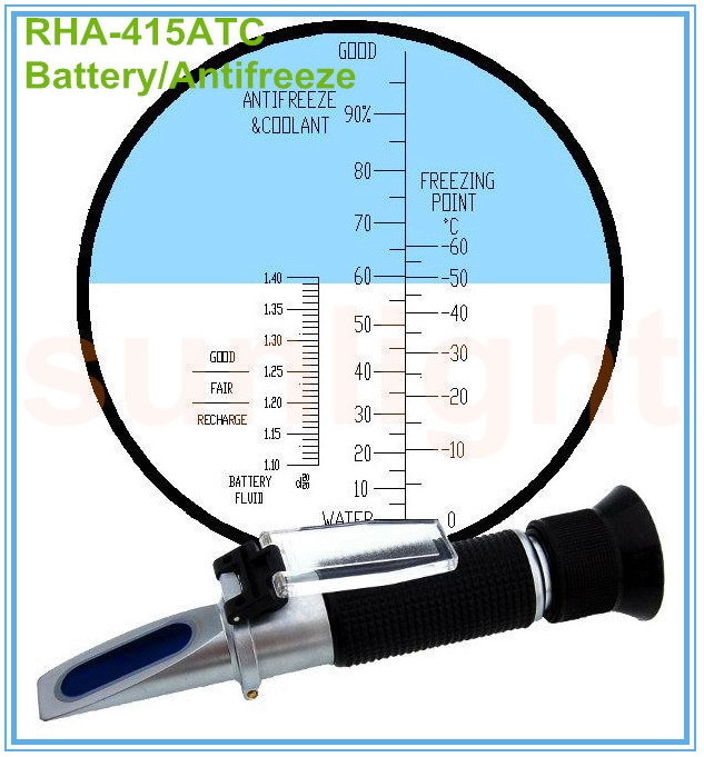 RHA-415ATC Auto Batterij Antivries Vloeistof 2 in1 Refractometer met Draagkoffer