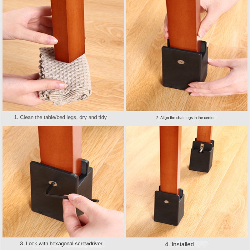 4pz Piedini per sedie regolabili riser Morsetto a vite 2 4 pollici di altezza pesante dovere Divano Tavoli Letto Mobili Rialzi con morsetto a vite