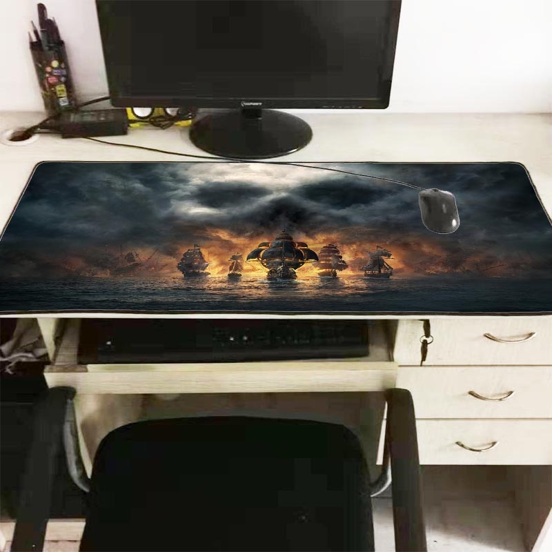 Mairuige 90X40CM Skull Ship Large Gaming Mouse Pad Lockedge Mouse Mat For Laptop Computer Keyboard Pad Desk Pad For Dota 2 CSGO