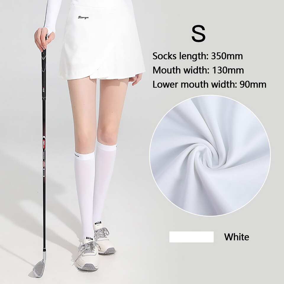 Loodeel – chaussettes de Golf avec sensation de glace, protection solaire, respirantes, légères, douces, à Compression, respectueuses de la peau, pour Sports de plein air, Anti-UV: White S