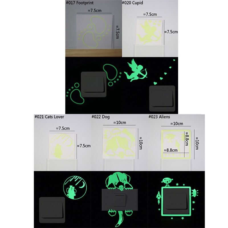 Een Pak Van 5 Stuks Luminous Light Switch Decal Decoratieve Kunst Plakken