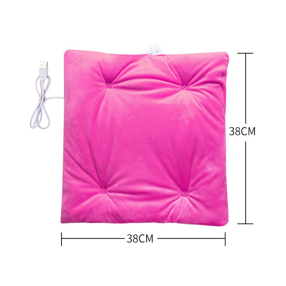 Usb Elektrische Verwarming Kussen Wasbaar Home Office Stoel Auto Verwarming Pad Universal Herfst Winter Warm Houden Antislip Rijden stoel: Rose Red
