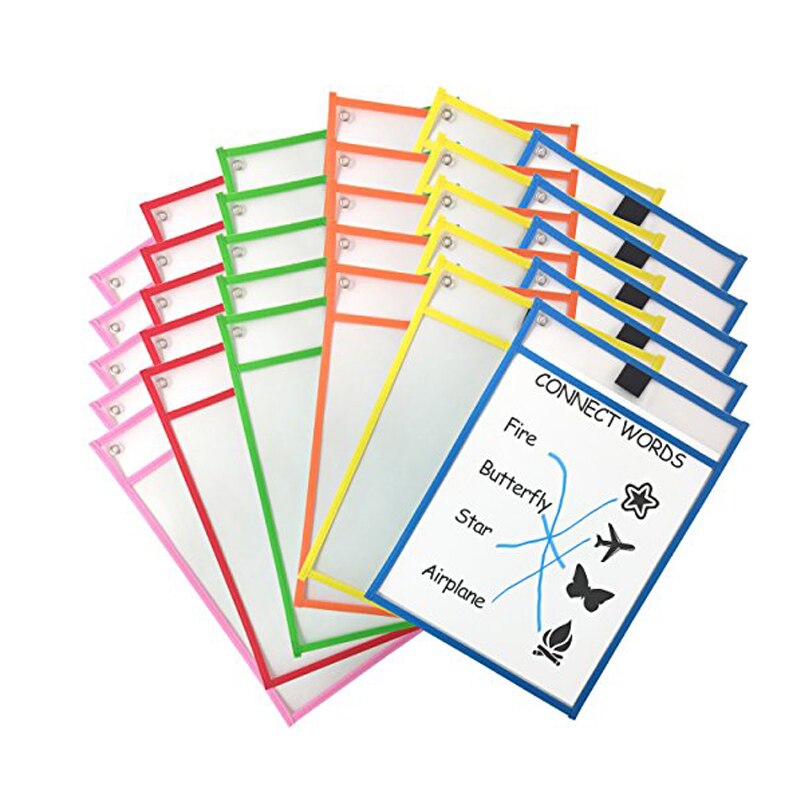 Transparent File Pockets That Can Be Wiped And Reused. Whiteboard Drawing Teaching Stationery