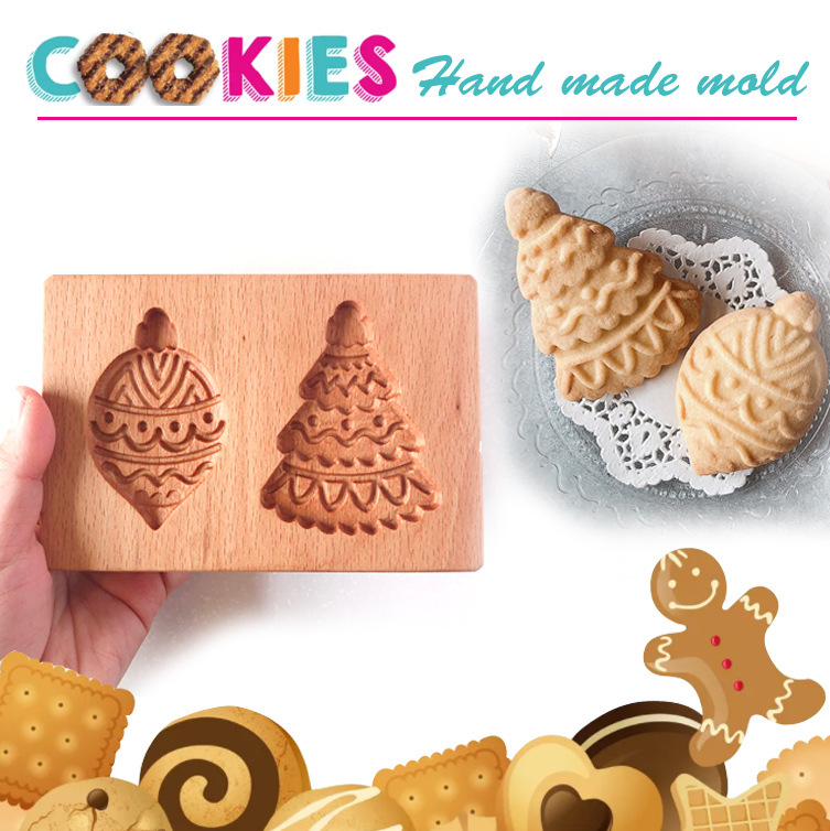 29 estilos molde de madera para galletas, cocina, hogar, molde para pastel de pan de jengibre, prensa navideña, moldes en relieve para galletas 3D, panadería M533: Caqui oscuro