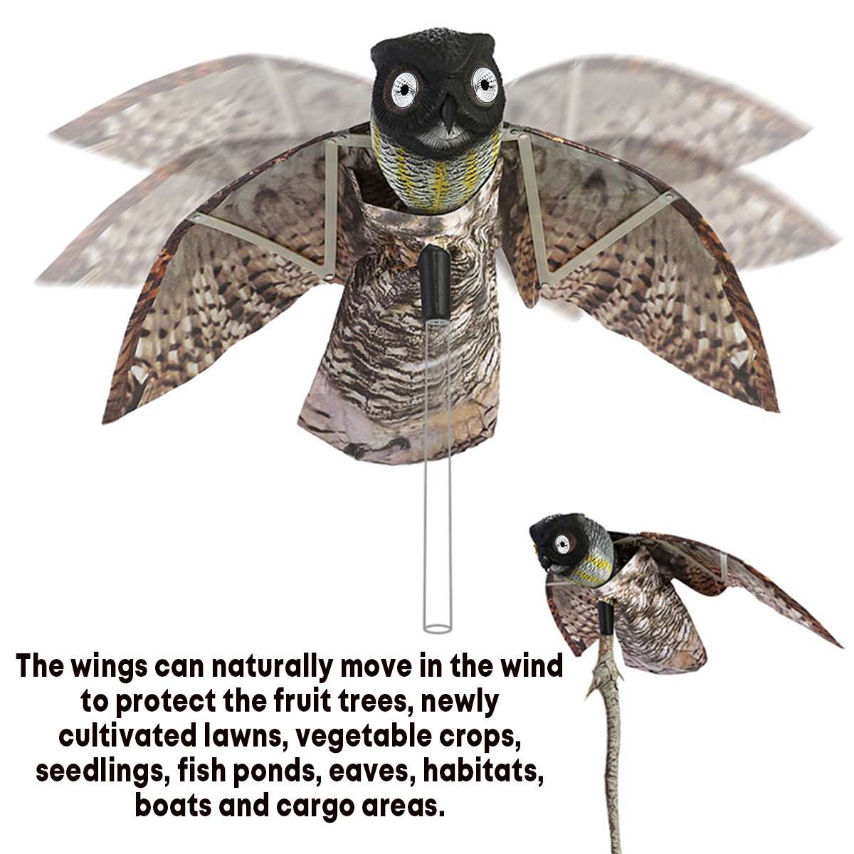 Realistische Vogel Scarer Dynamic Moving Vleugels Nep Uil Decoy Pest Repellent Bird Scare Tuin Yard Decor Plastic Outdoor Decoratie