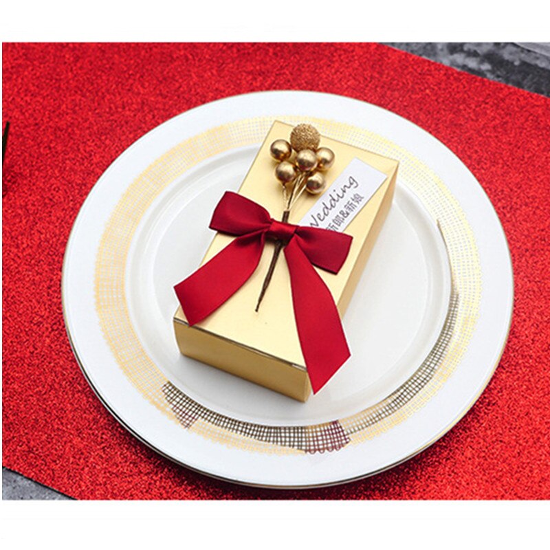 10 sztuk nowy twórczy złoty cukierki pudełka papier pakowy ślub urodziny boże narodzenie niemowlę prysznic Favor cukierki opakowanie na prezenty skrzynka