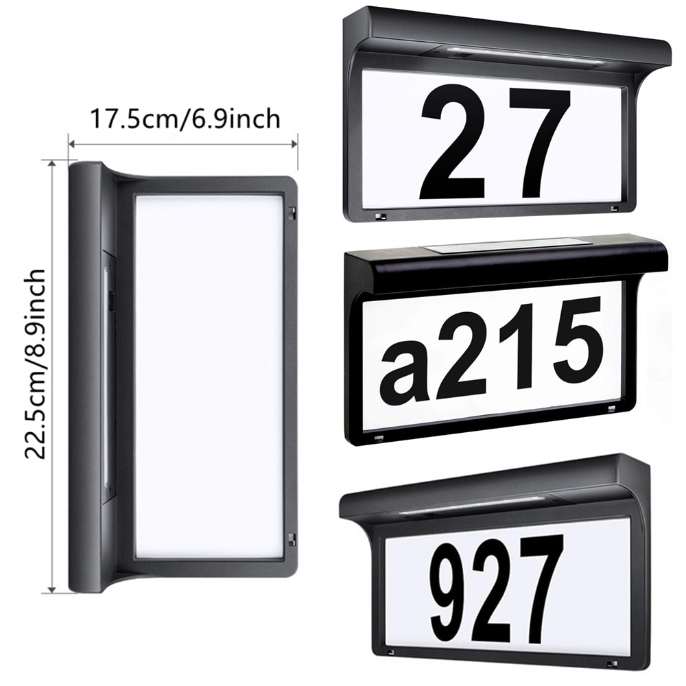 House Number Door Plate Solar Light LED Address Sign Wall Light Waterproof Outdoor Garden Home Hotel Door Decor Wall Lamp
