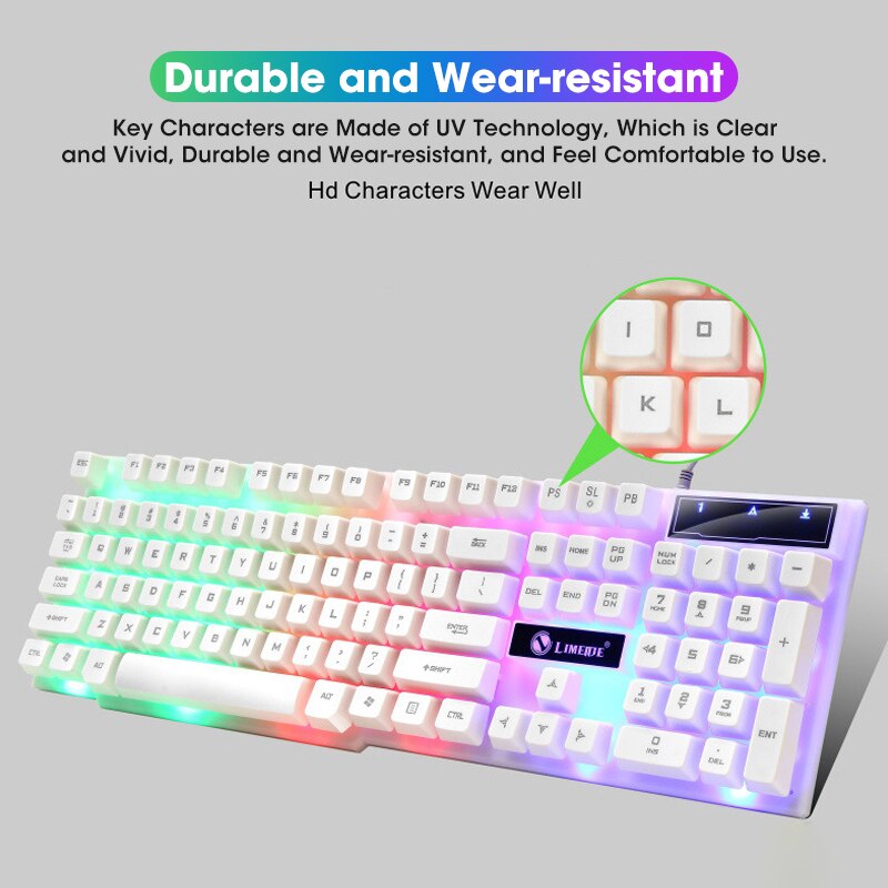 Gamer Keyboard and Mouse PC Gaming Keyboard RGB Backlit Keyboard Rubber Keycaps Wired English Keyboard Mouse Gamer Gaming Mouse