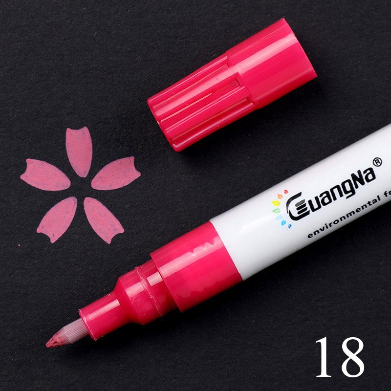 0.7mm akryl tegning graffiti tusj penn 18 farger signering penn keramisk svart kort penn farge tegning penn skole kontorrekvisita: rose