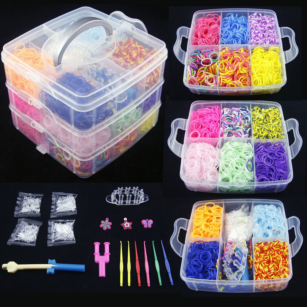 Elastische Rubber Loom Bands Kit Kinderen Weven Armband Speelgoed Rubber Girl Braid Vlechten Accessoires Kinderen Goederen