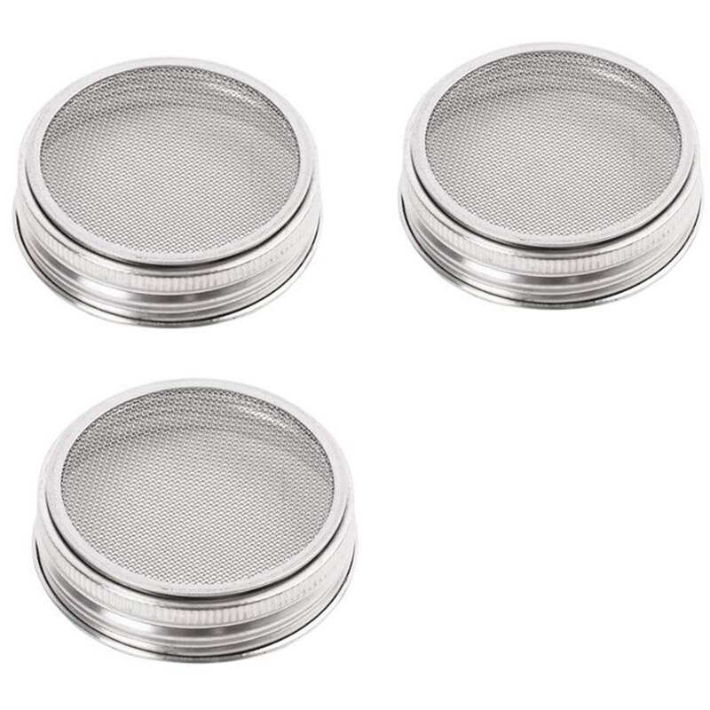 Set Of 3 Stainless Steel Sprouting Jar Lid Kit For Superb Ventilation Fit For Wide Mouth Mason Jars Canning Jars For Making Orga: Default Title