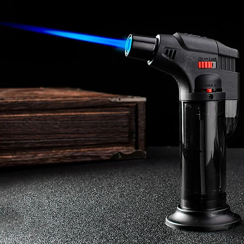 Gasfeuerzeug, winddicht, Grill, Küche, Kochen, hohe Kapazität, Taschenlampe, Turbinenfeuerzeug, Spritzpistole, Schmuck, Metall, Schweißen, für Männer: Schwarz