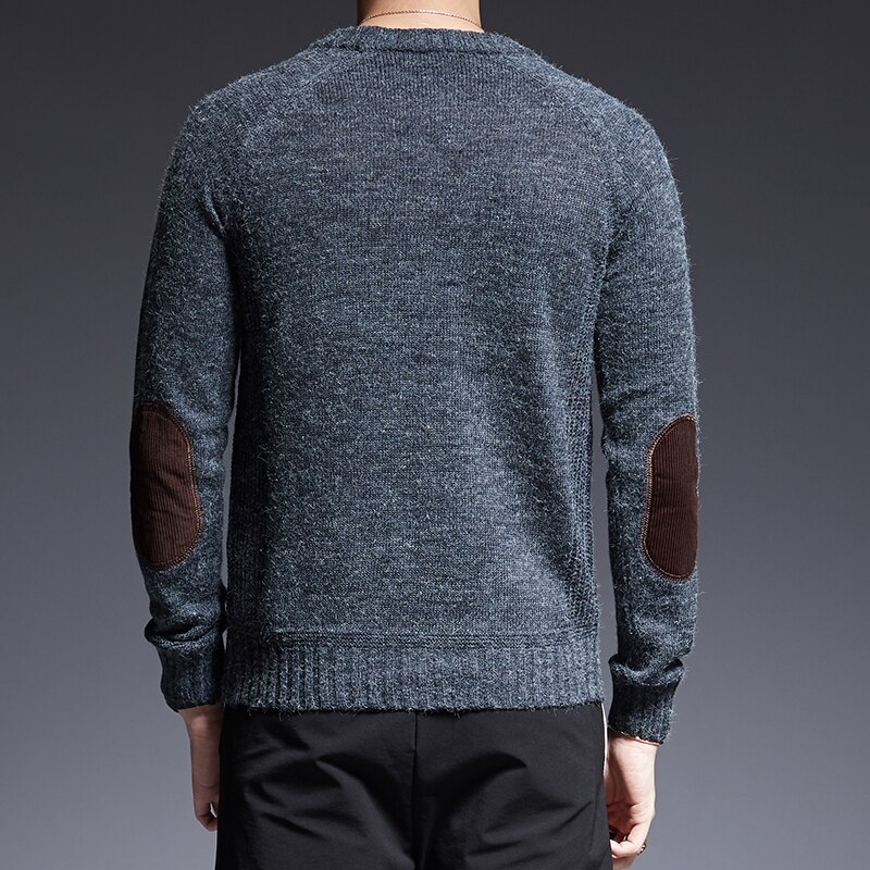 Märkeströja för herr o-ringad slim fit-tröjor stickning enfärgad höst koreansk stil casual herrkläder
