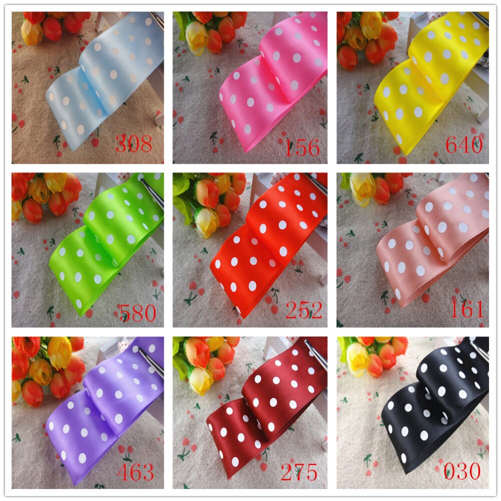 1-1/2 "38mm 5 Yards Stippen Gedrukt Satijn Lint Cadeau Verpakking DIY 100% Polyester Handgemaakte Materialen YM18010113
