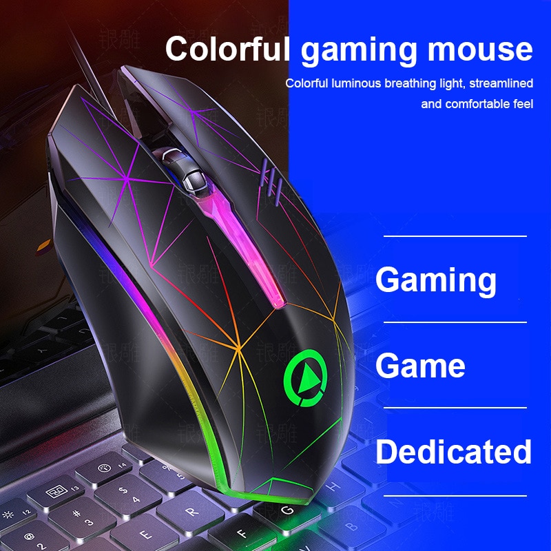 Newest Gaming Mouse With Mix Color LED Light 1200 DPI USB Wired Ergonomic Gaming Mice For PC / Laptop