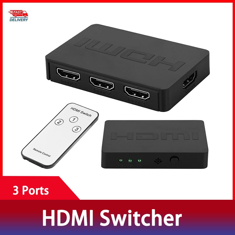 3 Ports HDMI Splitter 250MHz 1080p HDMI Switcher For XBOX360 PS3 HDMI 1.4a HDMI Switcher With Remote Control In Stock