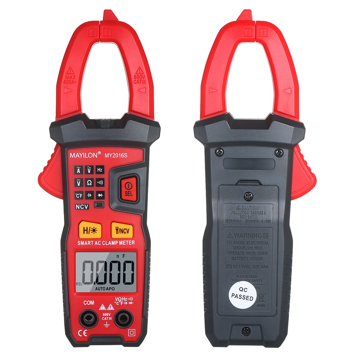 Digital AC Current Clamp Meter 6000 Counts Automatic Range LCD Display Multimeter with Backlight Multifunctional Clamp Gauge
