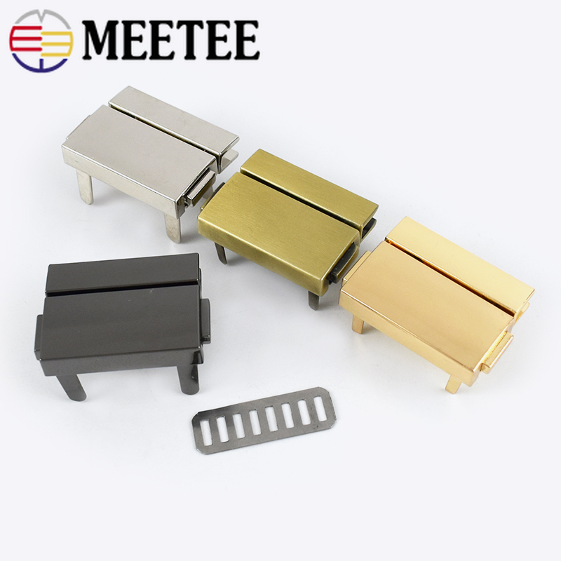 2/4pcs Meetee 38x29mm Rectangular Metal Press Push Locks Women Bag Spring Lock Snap Decorative Clasps Closure DIY Accessories