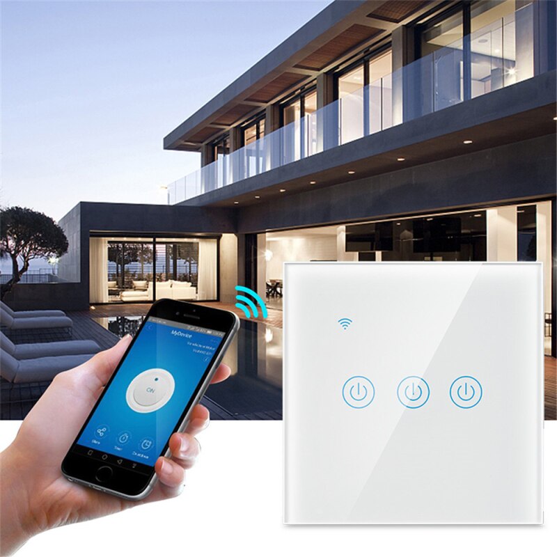 Wifi Muur Touch Switch Eu Standaard Draad Slimme Lichtschakelaar 1/2/3/4 Gang 220-240V tuya Smart Home Ondersteuning Alexa Google Thuis