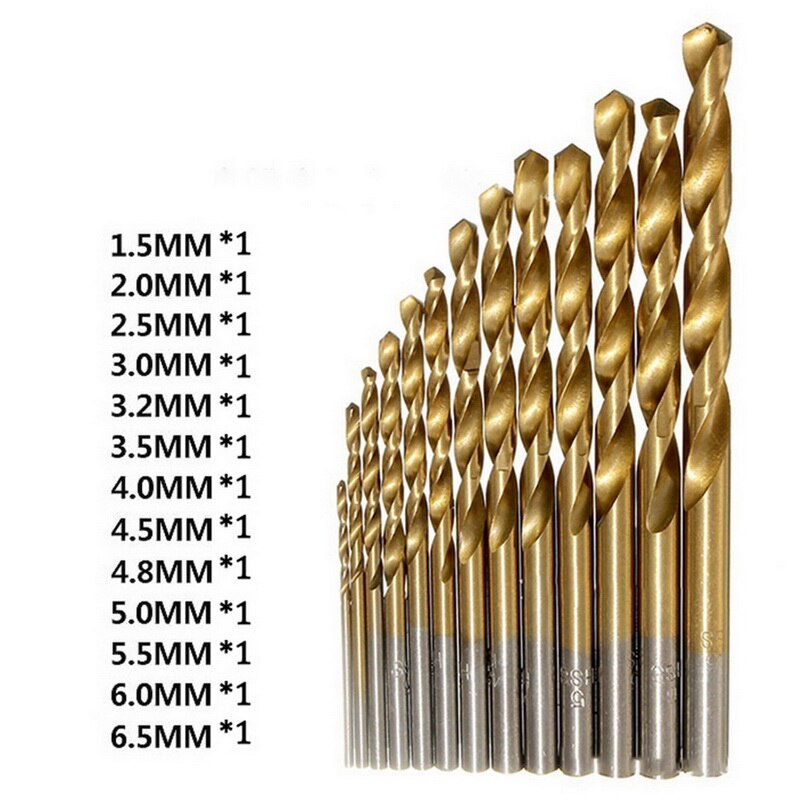 13 Pcs Ronde Schacht Hss Gecoat Titanium Drill Bit Set 1.5-6.5 Mm Quick Change Boor Gereedschap Onderdelen