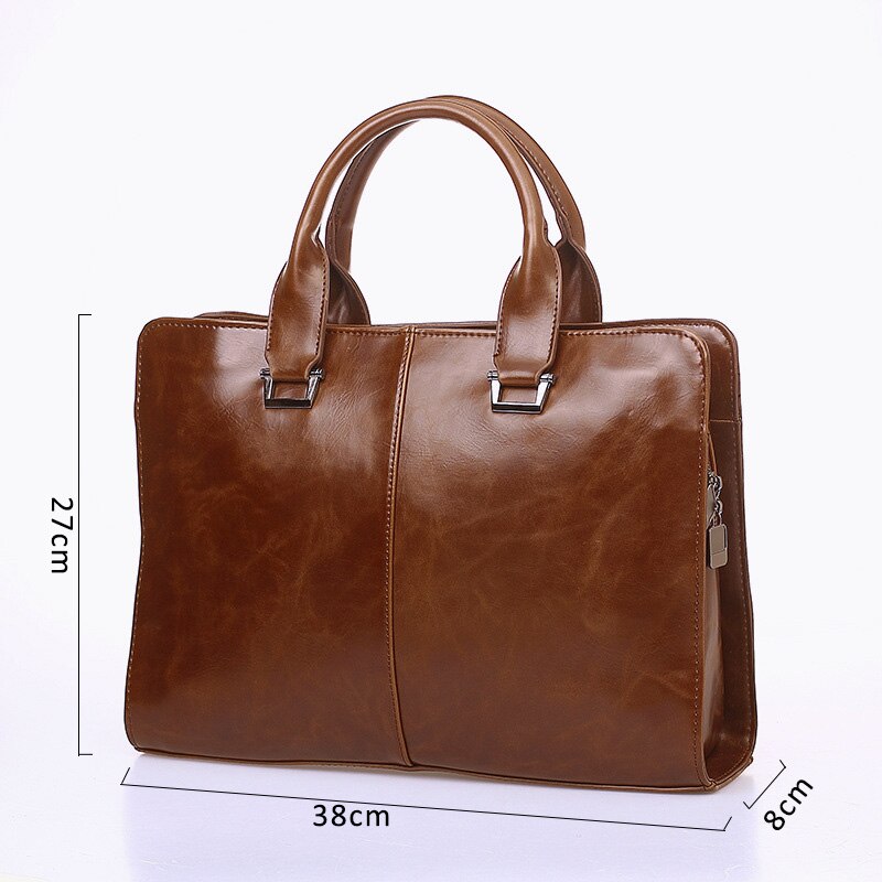 Heren handtas bruin businesstas voor laptop computer aktetas heren retro schoudertas heren documenten opbergtas 13 inch