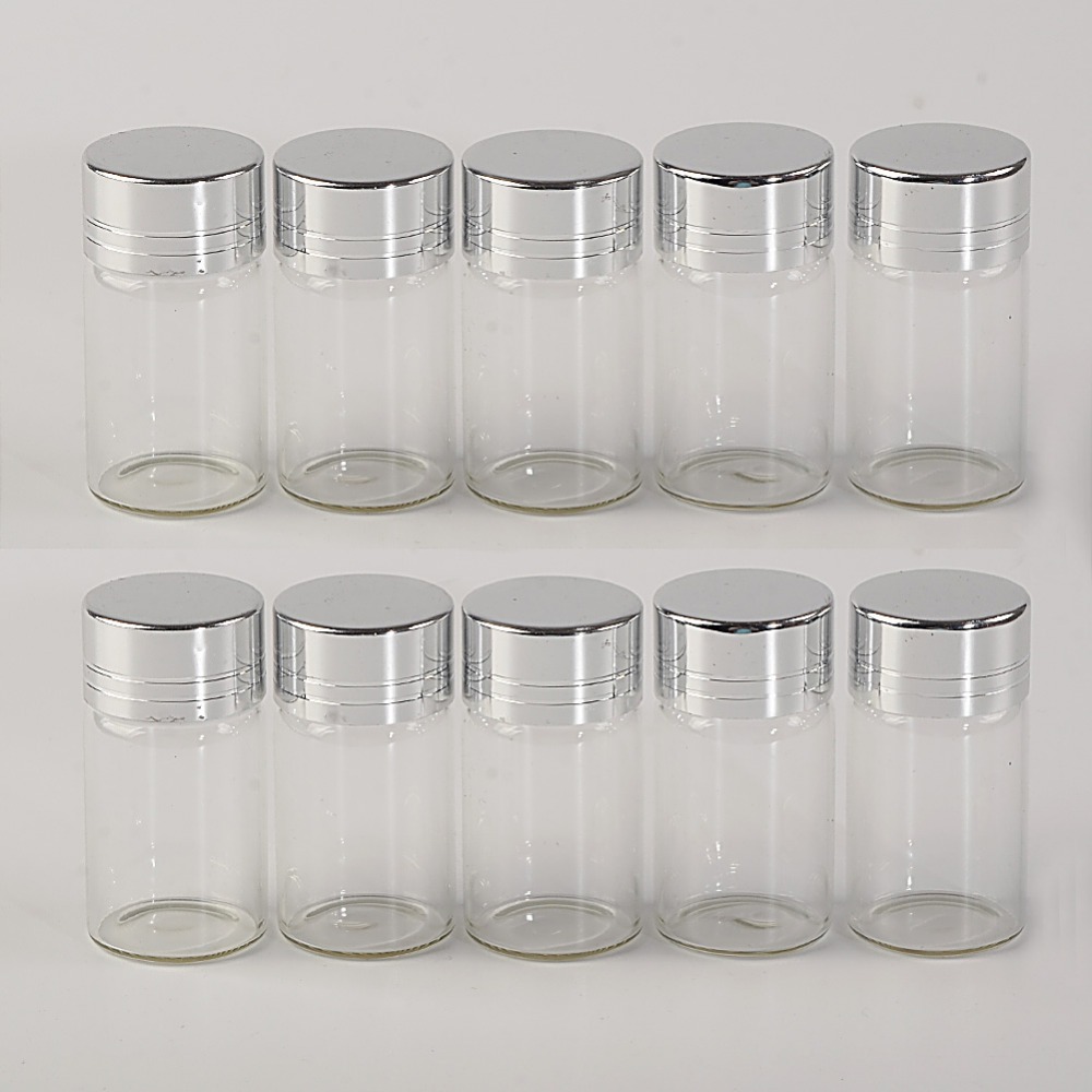7ml glasflaskor skruvkork silver aluminiumlock tomma glasburkar flaskor flaskor förslutande behållare 100 st