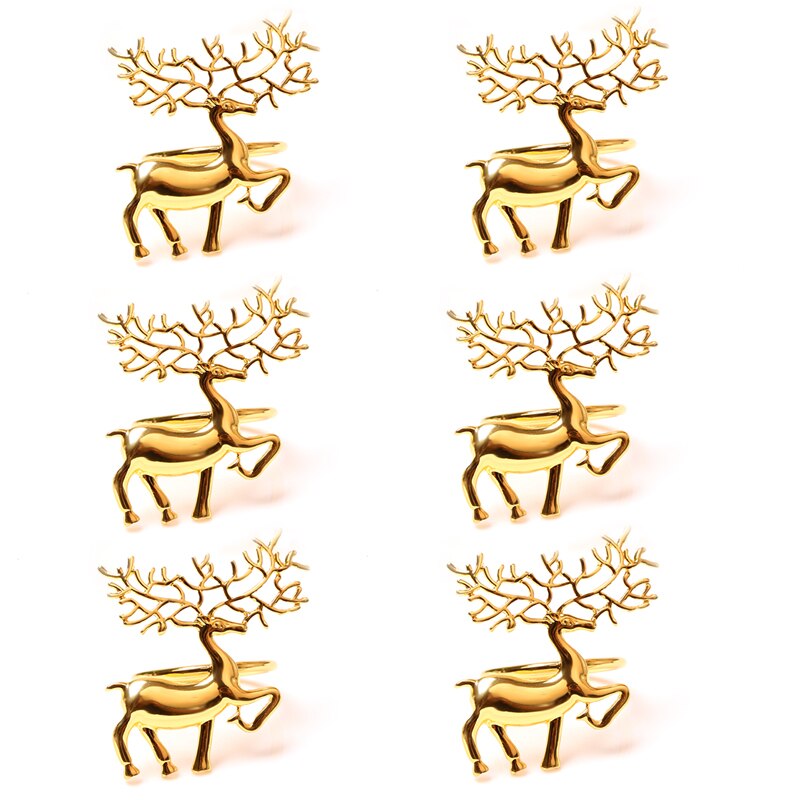 1/6Pcs Kerst Servettenhouder Ring Lichtmetalen Leuke Duurzaam Delicate Deer Servetringen Voor Bar Restaurant Christmas Party diner