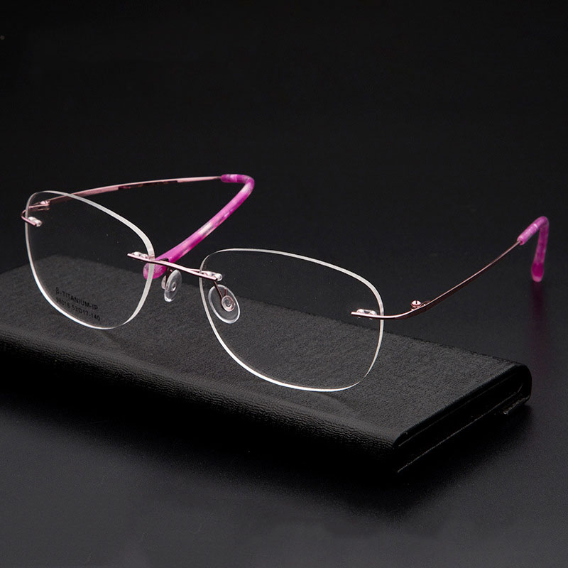 Metalen Frame Bril Randloze Brillen Vrouwen Zakelijke Stijl Kortzichtig Bril Met Lente Scharnieren