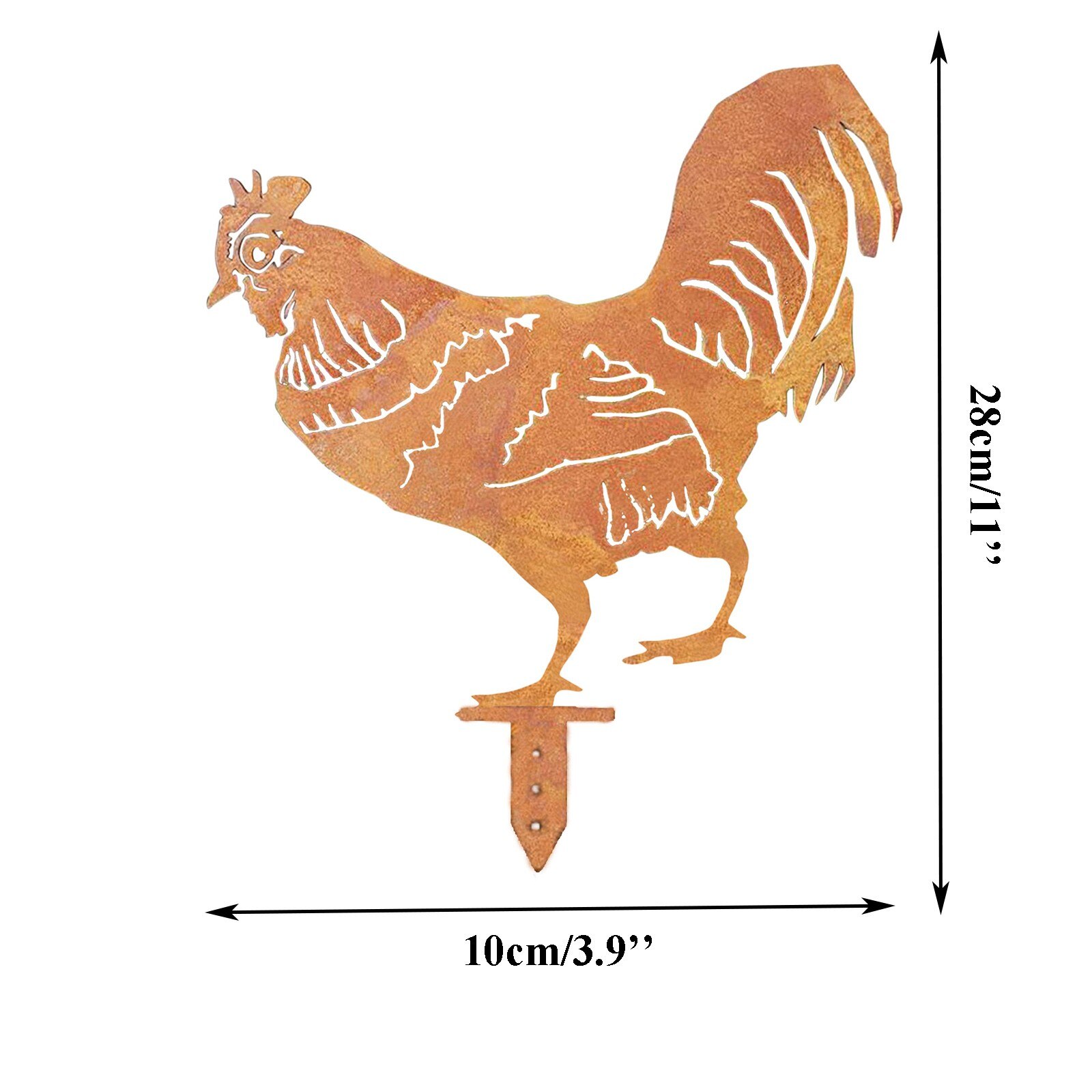 Chicken Decorative Stakes Garden Art Decor Exterior Metal Hen Pecking Farm Animal Garden Stake Yard Art Ornament Jardineria: C