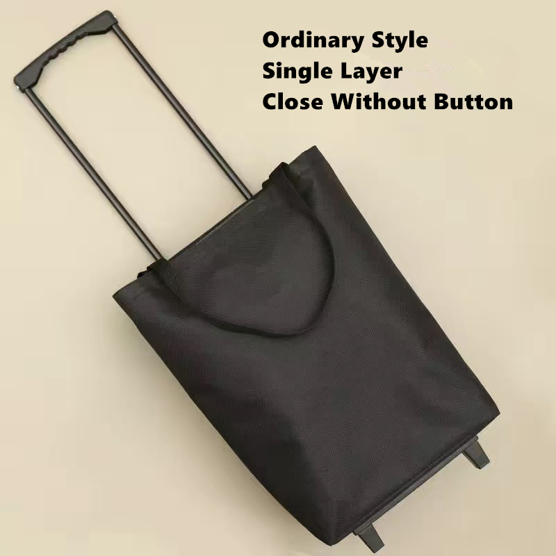 Opvouwbare Boodschappentas Vrouwen Grote Pull Winkelwagen Boodschappentassen Voor Organisator Draagbare Groenten Trolley Tassen Op Wielen De markt: Ordinary Style Black