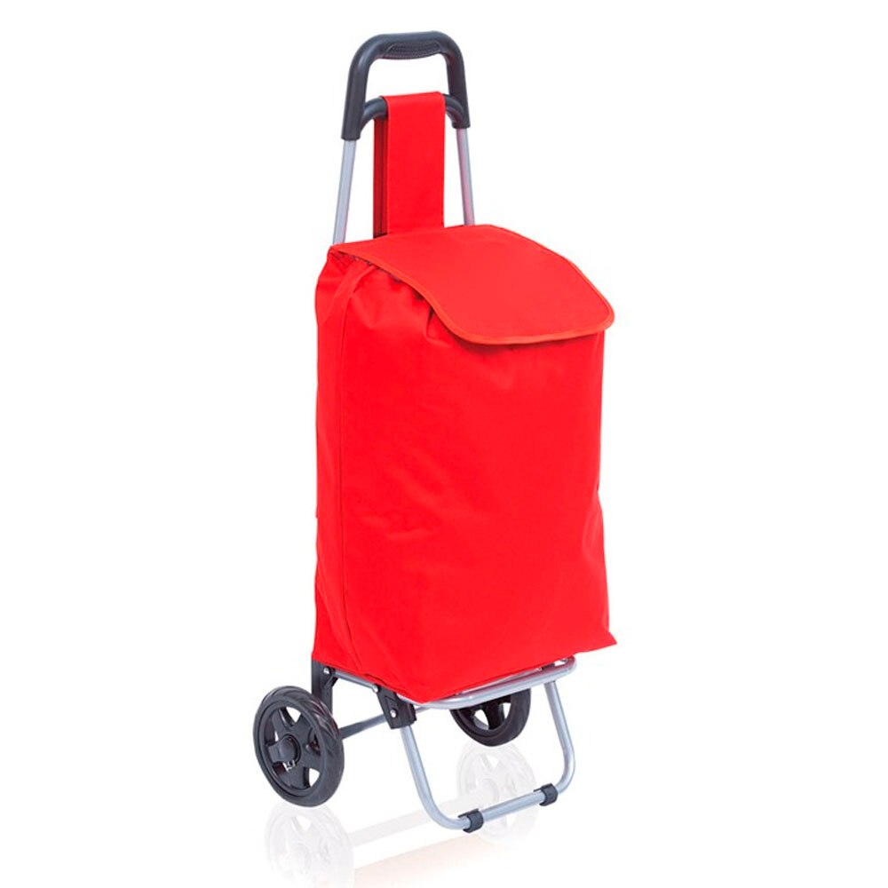 Chariot de courses, chariot, pratique, sans effort, résistant, pliable, poignées, roues renforcées, poche à fermeture éclair,: Rouge