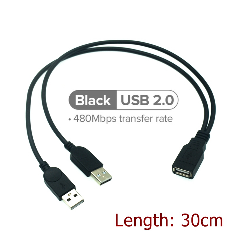 30CM USB 3.0 A Male To USB Female 2 Double Dual USB 2.0 Power Supply USB Female Splitter Extension Cable HUB Charge For Printers