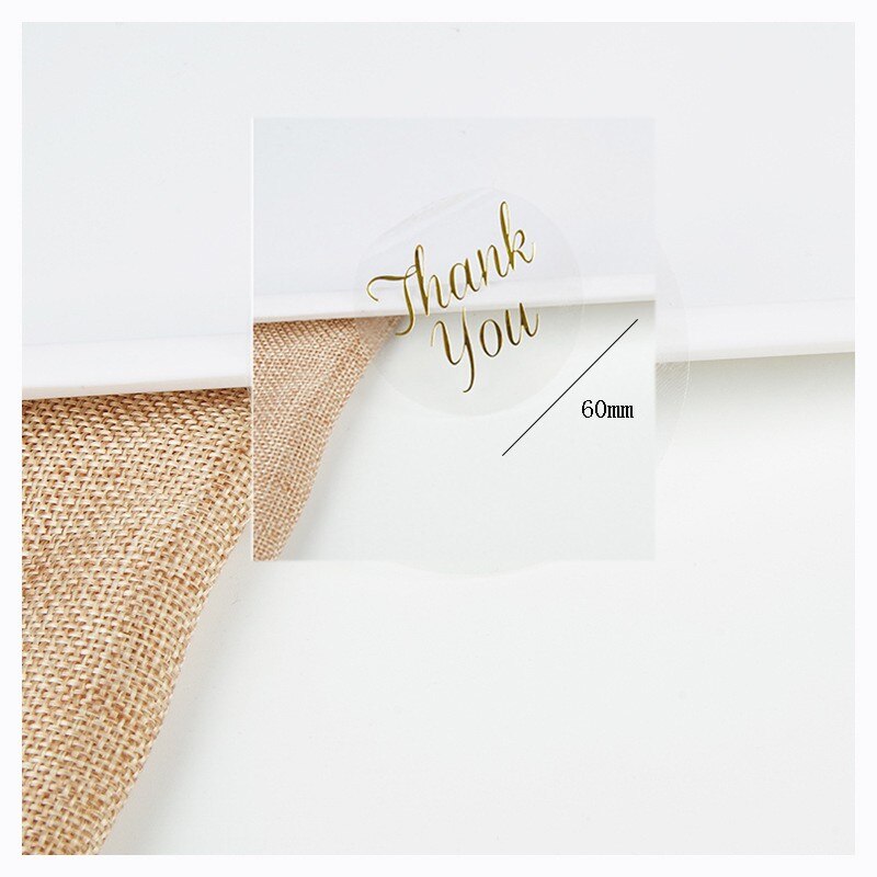 60pcs/pack Stamping Thank You Sealing Sticker Transparent Round Label Stickers DIY Stationery sticker Packing Label
