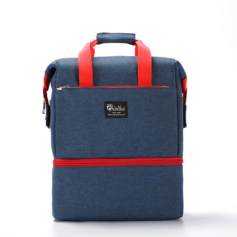 Mochila aislante para comida de bebé, bolsas térmicas calientes para botella de leche infantil de gran capacidad, Color sólido, a la , MBG0458: Blue