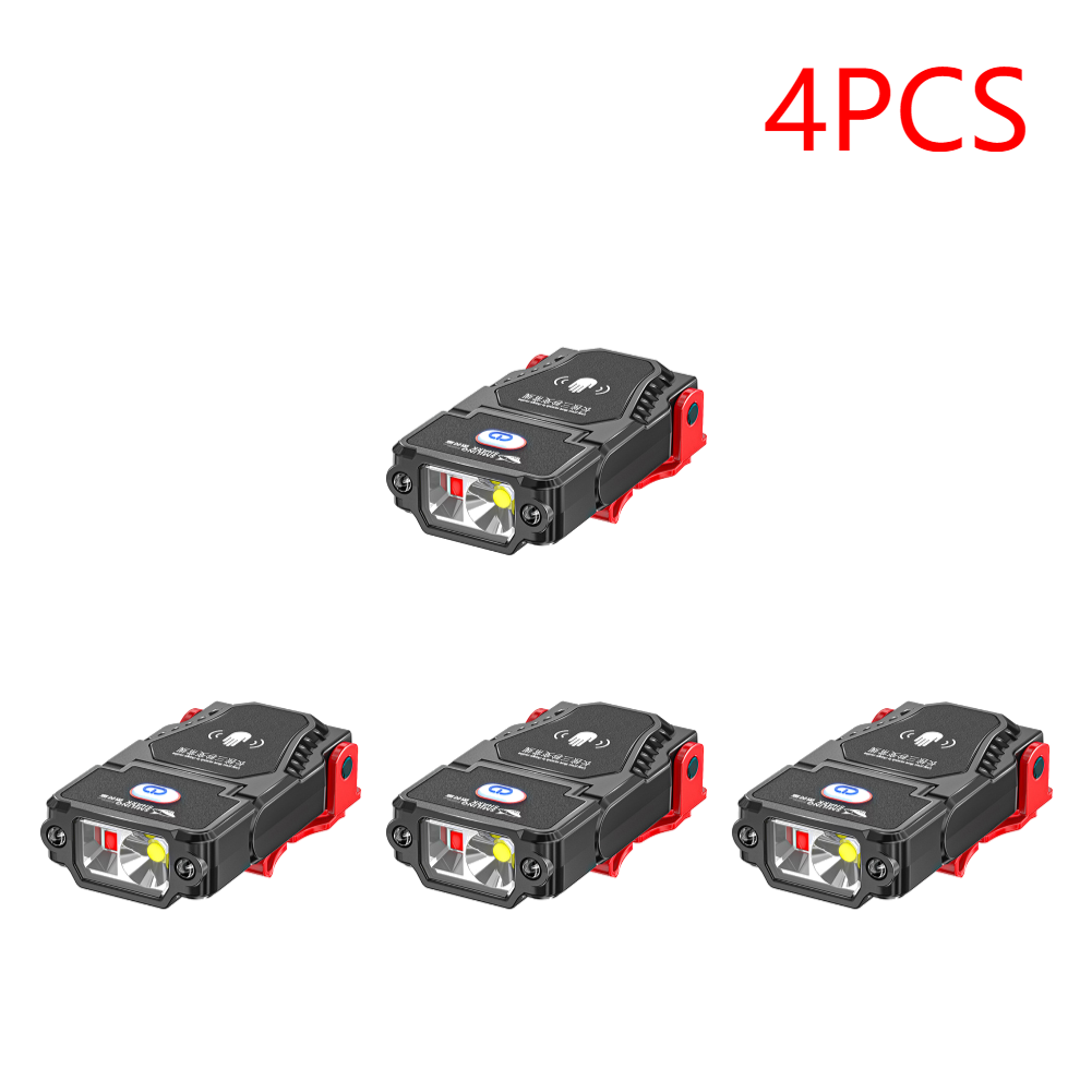 Linterna frontal de inducción LED portátil, recargable linterna de cabeza, Clip de sombrero, luz de Camping, Mini luz de trabajo al aire libre, lámpara de pesca: Verde