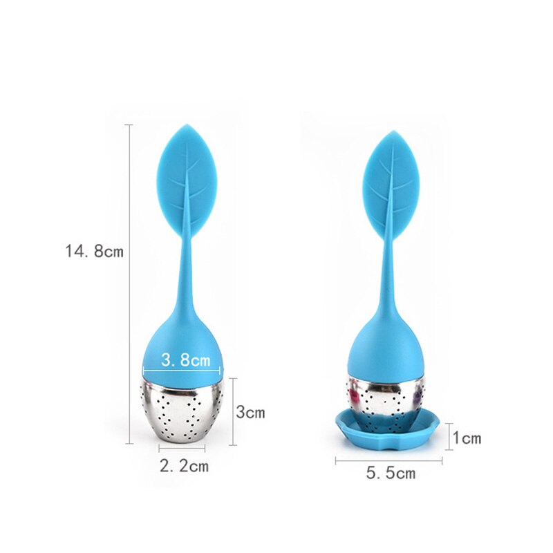 Infusor de té de silicona, filtro de té reutilizable, 6 colores, hojas dulces con bandeja de gota, Bola de té, herramienta de té de filtro de especias de hierbas, 1 Uds.