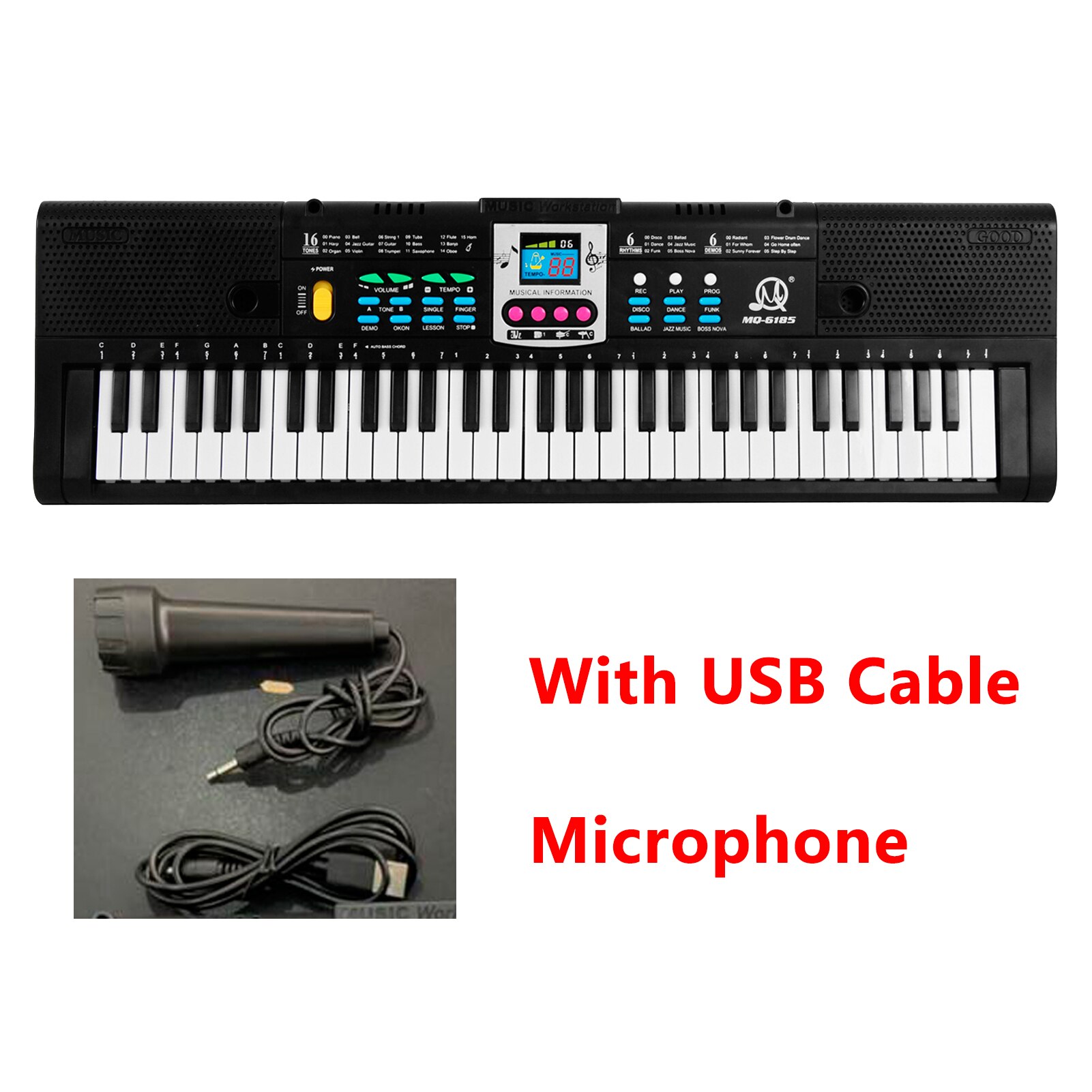 61 Keys Digital Music Electronic Piano Keyboard Piano Kids Multifunctional Electric Piano with Microphone Function for Beginners: Type D USB