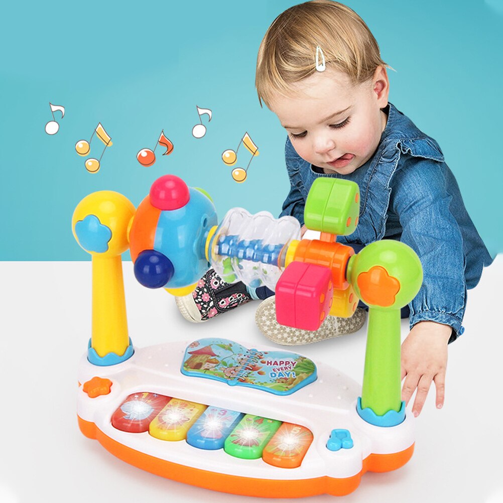 Baby børn musikalsk tastatur klavertromme baby musikalsk legetøj med musik og lys tidlig pædagogisk udvikling børn legetøj  #30
