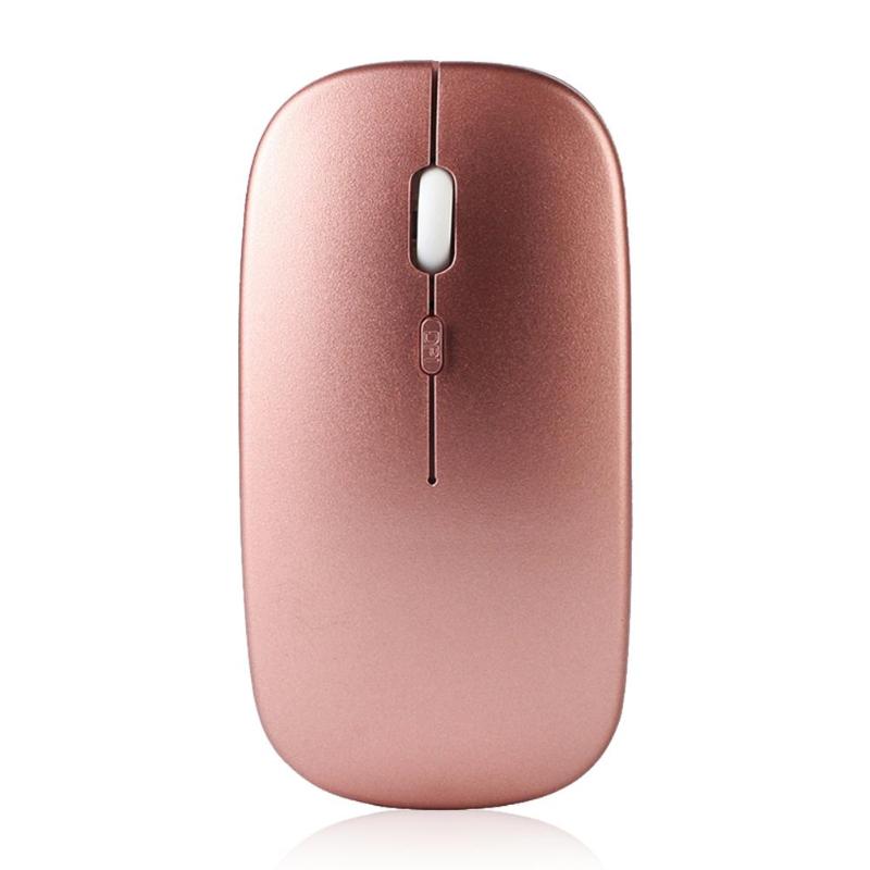 2.4g trådlösa mus tyst knapp mus för bärbar dator notebook chromebook dator kontor optiska laddningsbara smala möss: Rosa guld