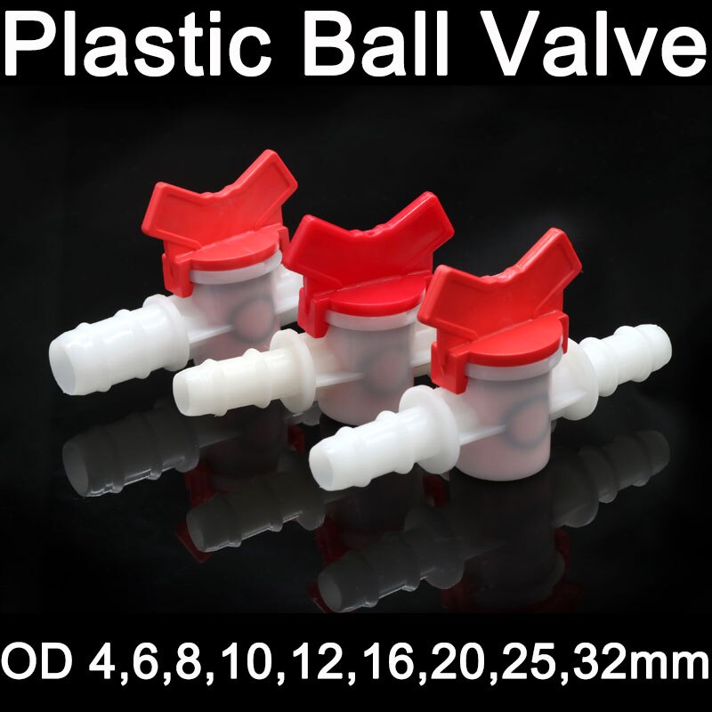 1Pcs Platics 4Mm 6Mm 8Mm 10Mm 12Mm 16Mm 20Mm Pvc Slang Barb twee Manier Plastic Kogelkraan Aquarium Tuin Micro Irrigatie Connector