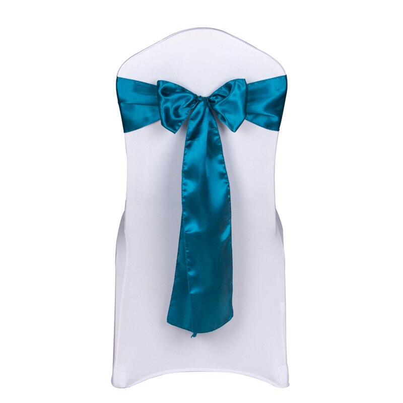 Bruiloft Stoel Sjerpen Bruiloft Stoel Bow Satin Stoel Sjerpen Lint Partij Stoel Band Decoratie Mariage: Peacock blue