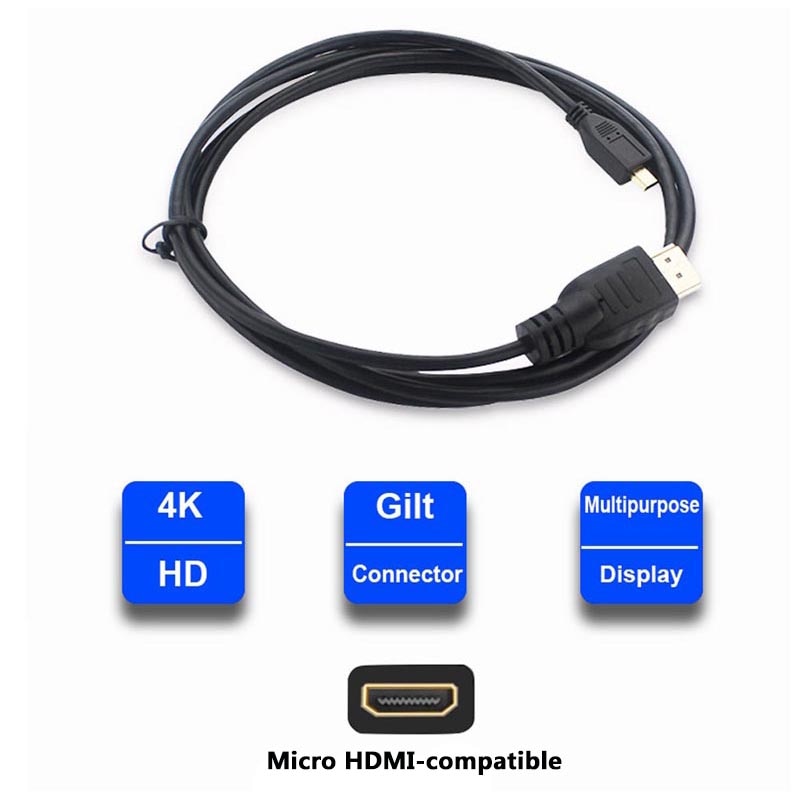 Raspberry Pi 4B Micro HDMI-compatible to HDMI-compatible Video Cable Support 4K Adapter Cord for Tablet HDTV Android