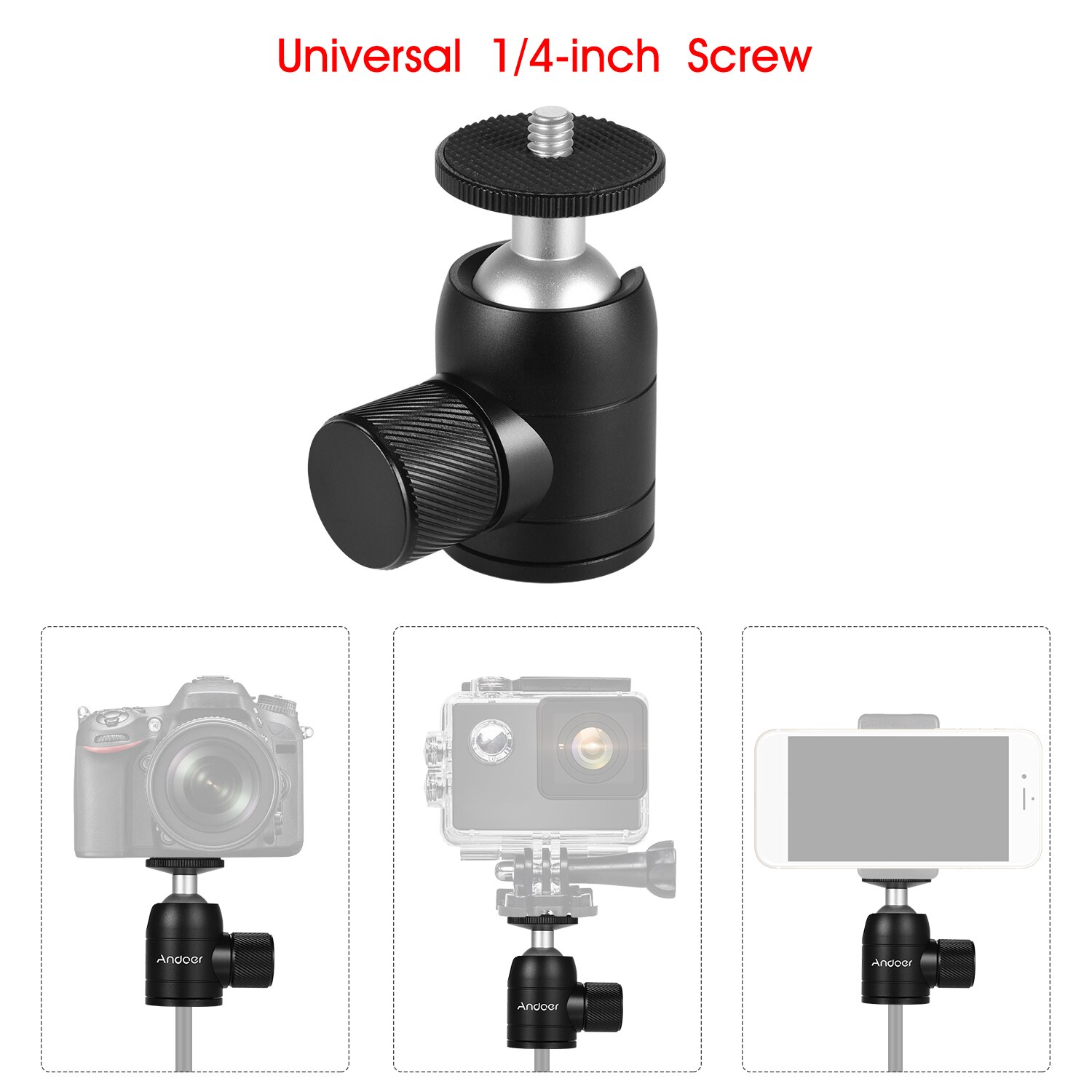 Andoer Mini Ball Head 360 Graden Swivel Voor Camera Statief Balhoofd Voor Dslr Camera Statief Selfie Stok Monopod