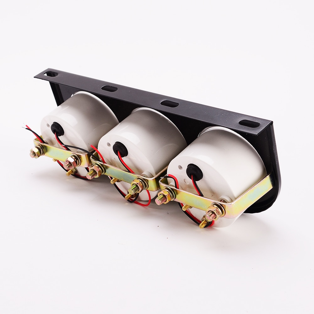 52mm Triple Gauge Set Oil Temp Oil Pressure Water Temp Meter Testing, Dial Face, Black Bezel