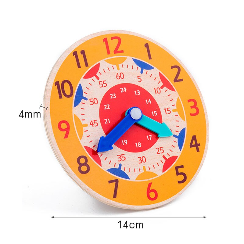 1Pcs Children Early Education Wooden Clock Toys Hour Minute Second Cognition Clock Toys for Kids Preschool Education Tools