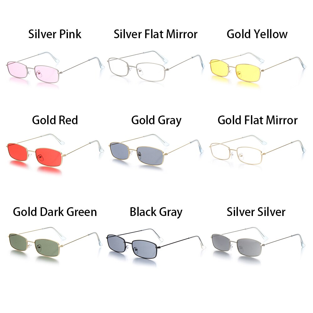 Unisex små retro nuancer rektangel solbriller  uv400 mænd metal stel briller udendørs klar linse solbriller til kvinder briller
