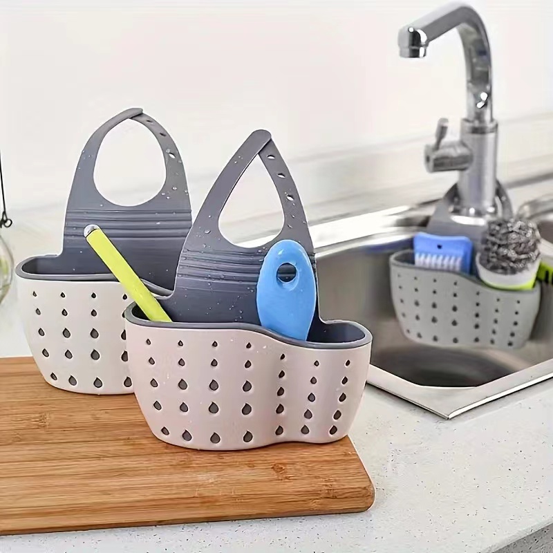 Panier de rangement suspendu pour évier de cuisine, éponge de vaisselle en plastique, sac suspendu, égouttoir de piscine, support de rangement, panier de vidange de robinet