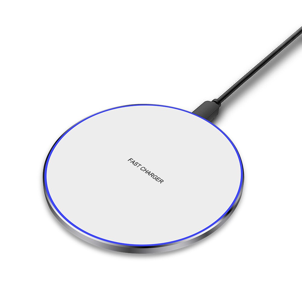 15w qi trådlös laddare docka för iphone 8 x xs  xr 11 pro max huawei  p30 samsung note 10 s10 induktion snabb trådlös laddningsplatta: Vit